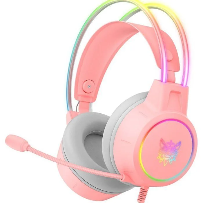 ONIKUMA X15 PRO Casque Gaming RGB Rose Micro Détachable