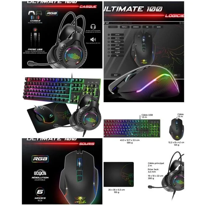 Spirit of Gamer Ultimate 100 Pack 4-en-1 RGB