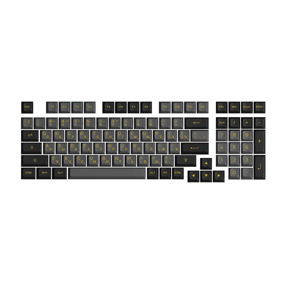 Akko Black & Gold Cyrillic Keycap Set 98-key