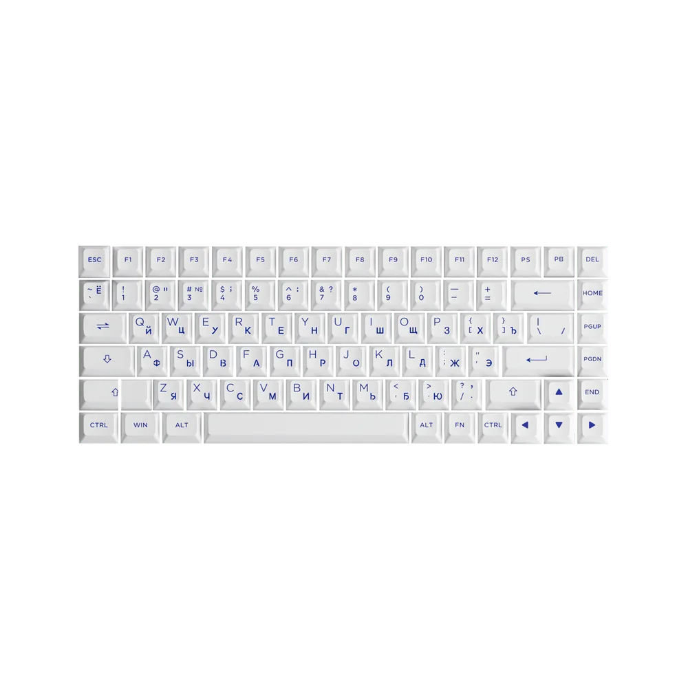 Akko Blue on White Cyrillic Keycap Set 84-key PBT Double-Shot ASA