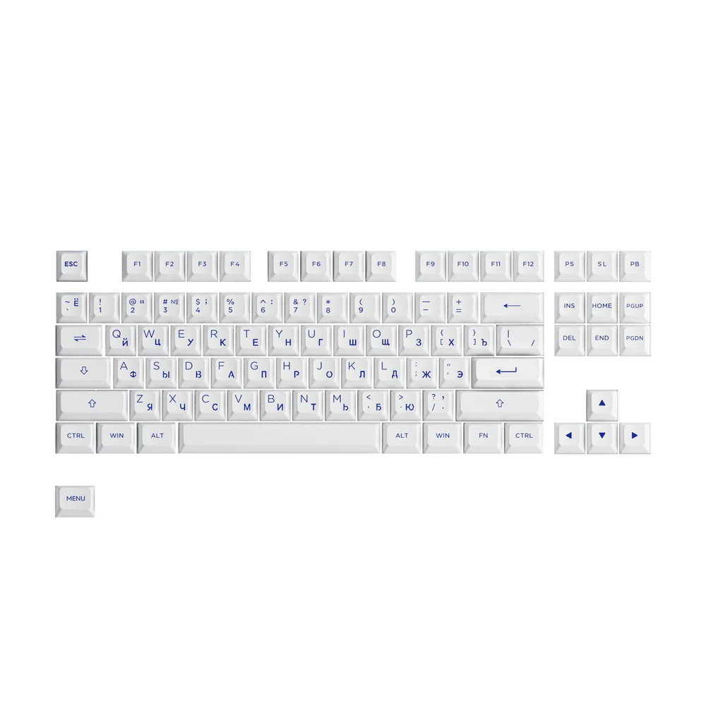 AKKO Blue on White Cyrillic Keycap Set 88-key ASA PBT