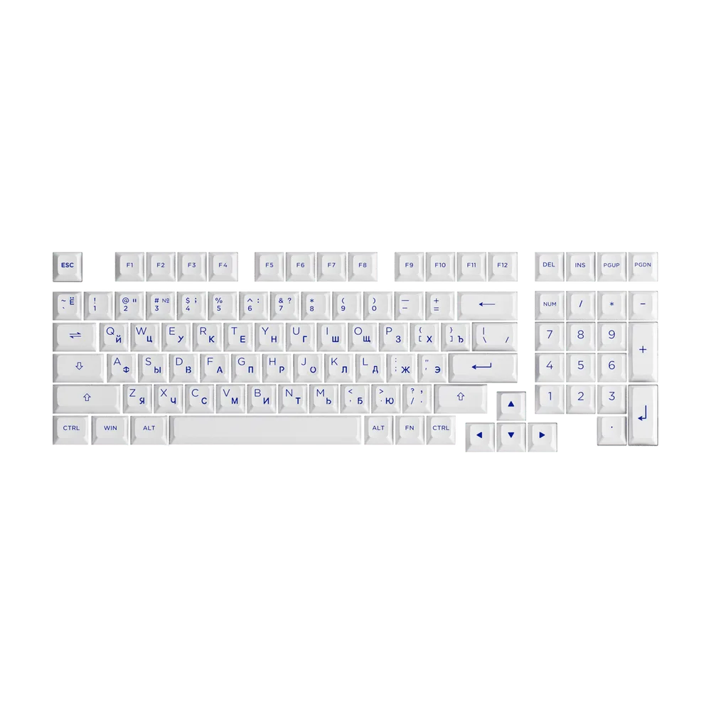 AKKO Blue on White Cyrillic Keycap Set 97-key