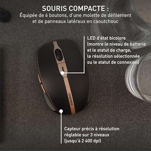 Cherry DW 9100 SLIM ensemble clavier et souris sans fil AZERTY rechargeable - vue 5
