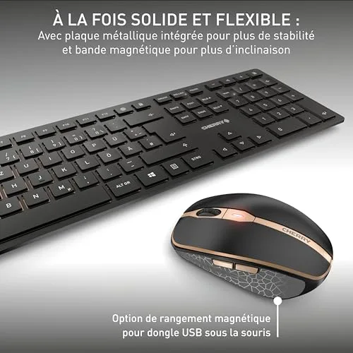 Cherry DW 9100 SLIM ensemble clavier et souris sans fil AZERTY rechargeable - vue 6
