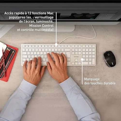 Cherry KC 6000 Slim for Mac USB AZERTY Argent - vue 7