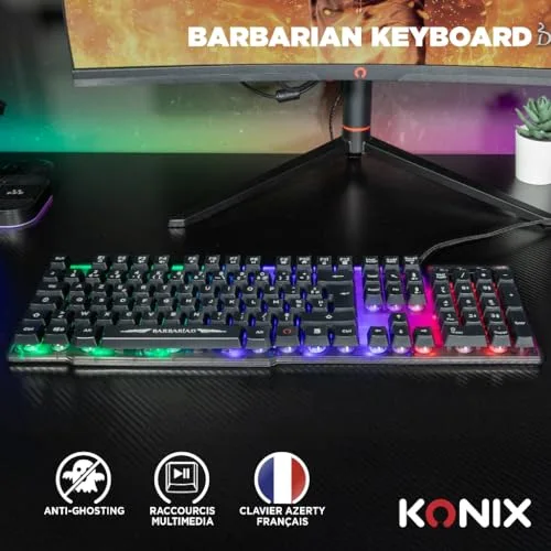 Clavier gamer - Konix - Barbarian Pack - Rétroéclairé - Filaire - Membrane - vue 3