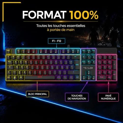 Clavier gamer mécanique - Switch rouge - THE G-LAB - KEYZ RADIUM - 100% - Filaire - Rainbow - vue 2