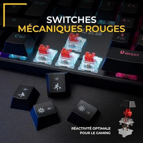 Clavier gamer mécanique - Switch rouge - THE G-LAB - KEYZ RADIUM - 100% - Filaire - Rainbow - vue 5
