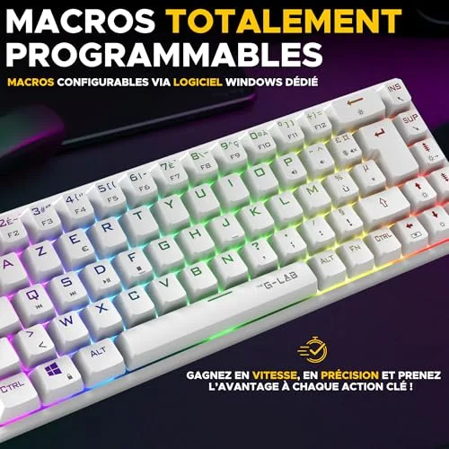 The G-Lab KEYZ TITAN Blanc 65% Triple Mode RGB Switch Outemu Red - vue 5