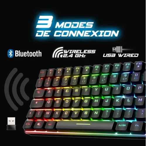 Spirit of Gamer ELITE K70RF Sans Fil RGB TKL 65% - vue 3