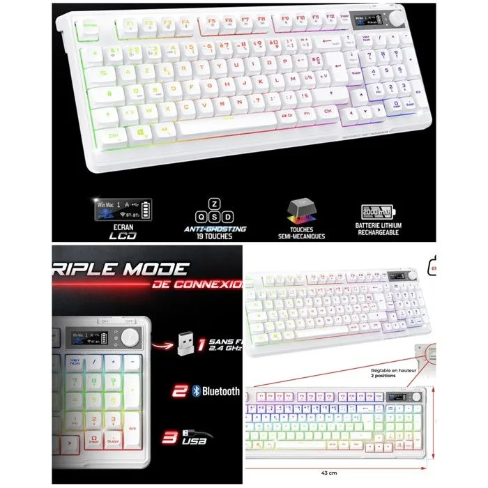 Spirit of Gamer Elite K60 clavier gaming sans fil RGB