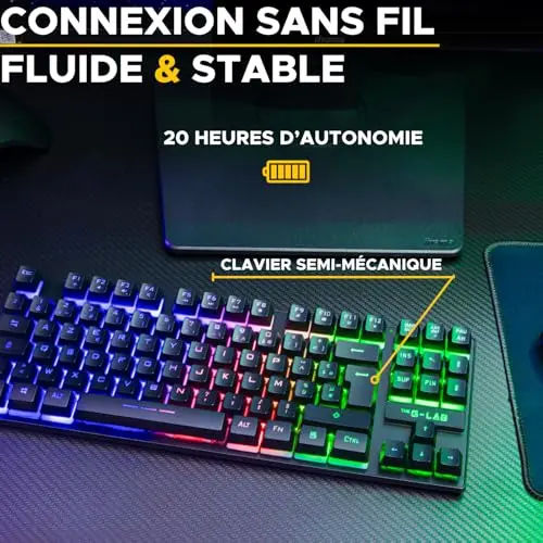 The G-Lab Keyz Caesium TKL Wireless Membrane RGB AZERTY - vue 3