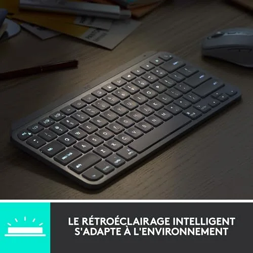 Logitech MX Keys Mini AZERTY Gris clair sans fil rétroéclairé - vue 7