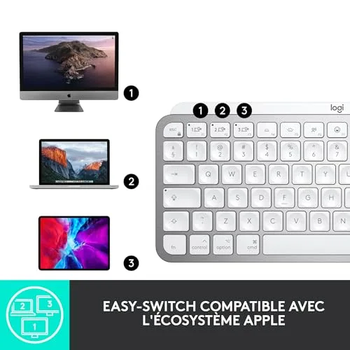 Logitech MX Keys Mini AZERTY Gris clair sans fil rétroéclairé - vue 8