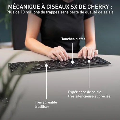 Cherry KW 9100 SLIM AZERTY sans fil 2,4 GHz Bluetooth rechargeable - vue 5