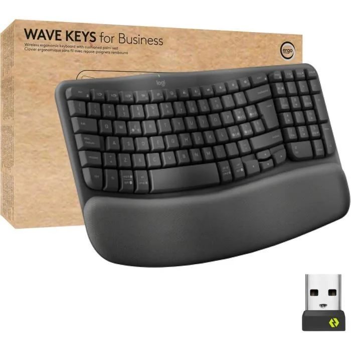 Logitech Wave Keys Clavier ergonomique sans fil AZERTY Graphite