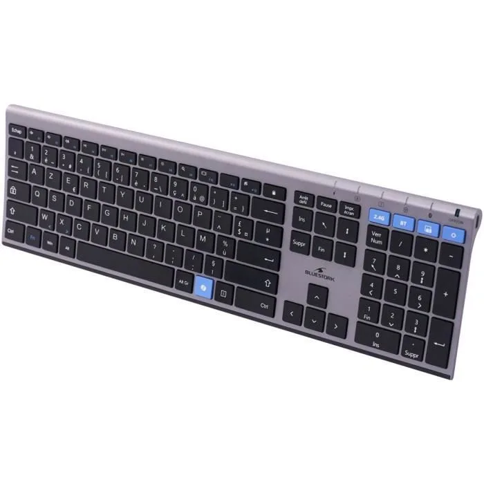 Bluestork Pack Easy Slim Clavier sans Fil 2.4 GHz + Bluetooth AZERTY