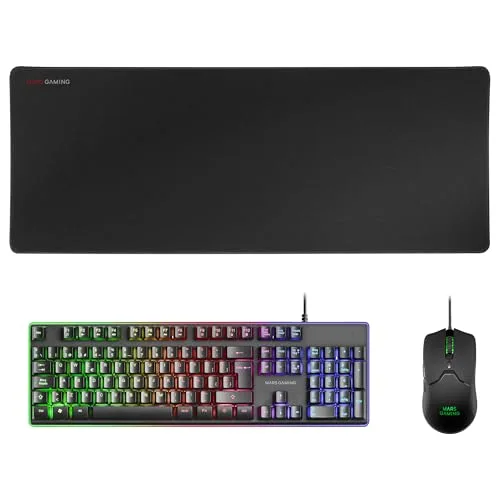 Mars Gaming MCPXBES Combo Clavier H-Mech + Souris 10K + Tapis XXL Noir