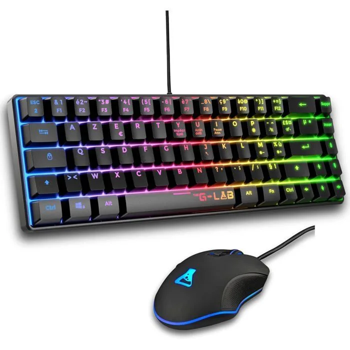 THE G-LAB Combo Hydrogen Clavier 60% Membrane RGB AZERTY