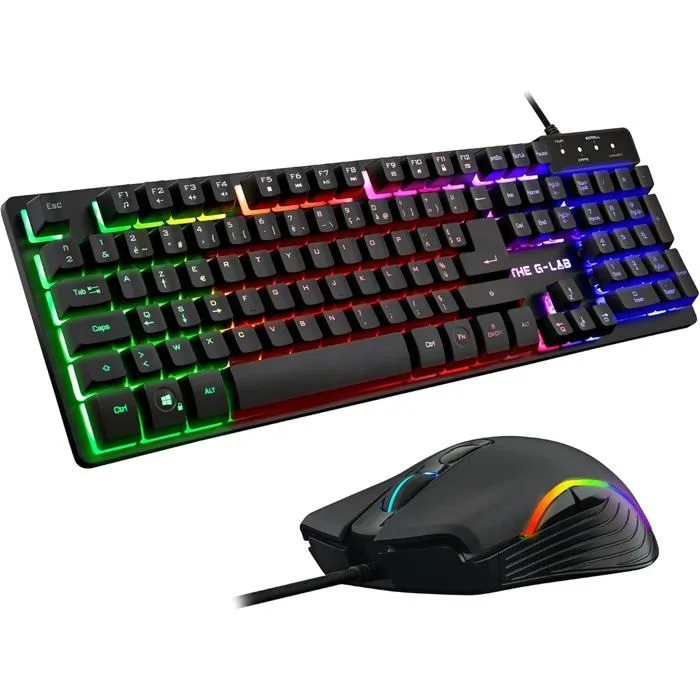 THE G-LAB Combo Krypton Clavier Souris AZERTY USB RGB Membrane
