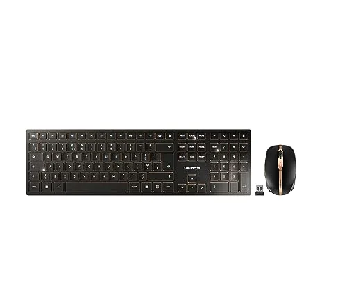 Cherry DW 9100 SLIM ensemble clavier et souris sans fil rechargeable noir-bronze