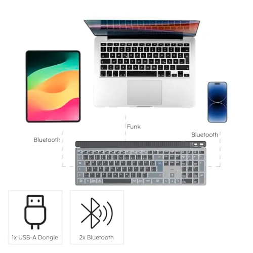 Ensemble clavier et souris sans fil - Hama - Multi-appareils - Bluetooth et USB - Rétroéclairé - Rechargeable - vue 8