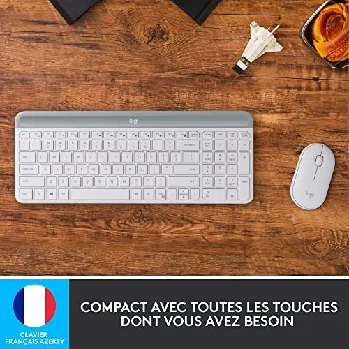 Logitech MK470 Slim Combo AZERTY Blanc Sans Fil Silencieux - vue 2
