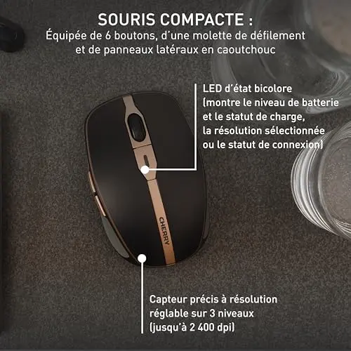 Cherry DW 9100 SLIM Ensemble sans fil clavier/souris AZERTY rechargeable - vue 5