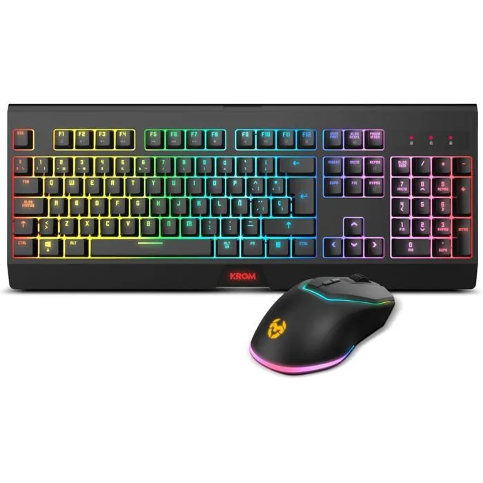 KROM Kabala Kit Gaming Clavier Membrane Sans Fil RGB Souris 4800 DPI