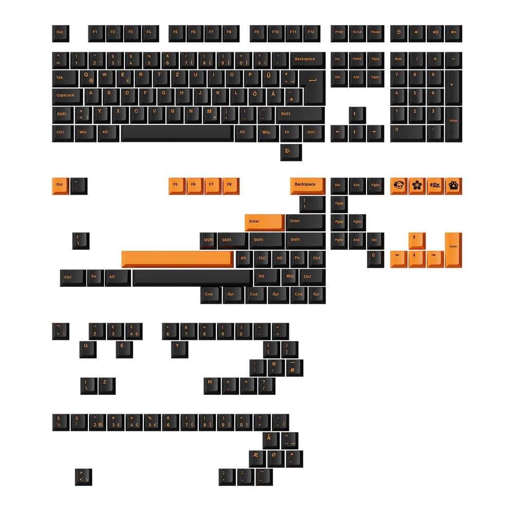Akko Orange on Black ISO-DE/UK/Nordic 210-key PBT Double-Shot