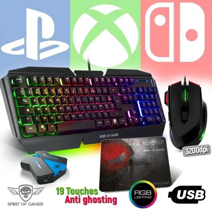 Spirit of Gamer Pro-K5 RGB AZERTY Semi-Mécanique
