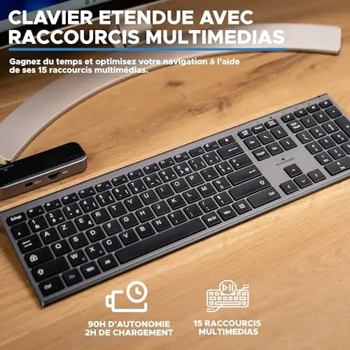 Bluestork Pack Grapheme Sans Fil AZERTY Rechargeable - vue 5