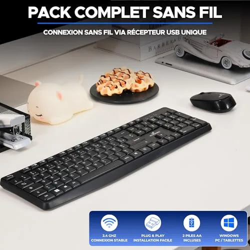 Pack clavier souris sans fil - 12 touches de raccourcis multimédias - BLUESTORK - PACK-WL-OFF-V2/FR - AZERTY - vue 2
