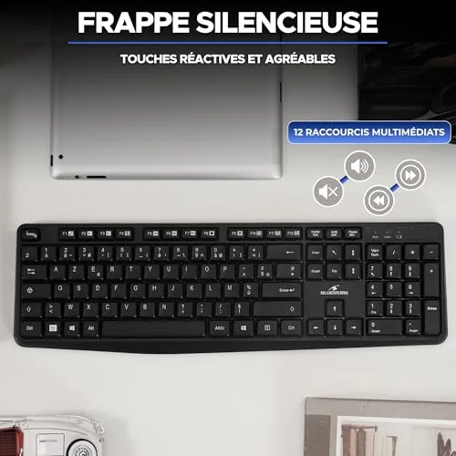 Pack clavier souris sans fil - 12 touches de raccourcis multimédias - BLUESTORK - PACK-WL-OFF-V2/FR - AZERTY - vue 3