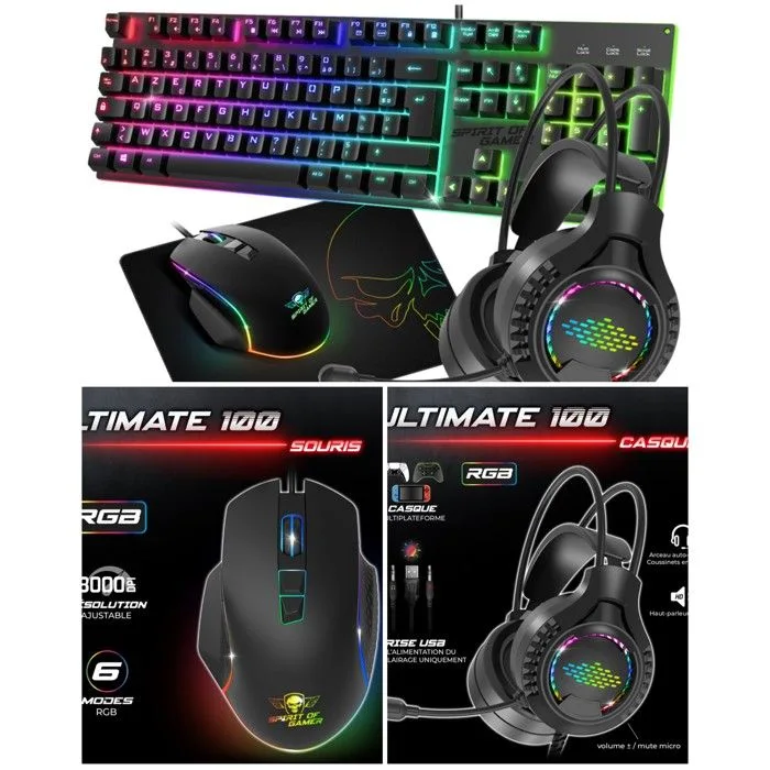 Spirit of Gamer Pro-MK6 Pack clavier souris gaming AZERTY RGB