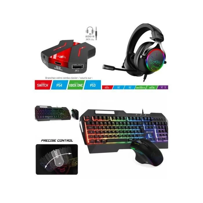 Spirit of Gamer Elite Pack Elite MK30 Clavier Semi-mécanique RGB + Souris 3200 DPI