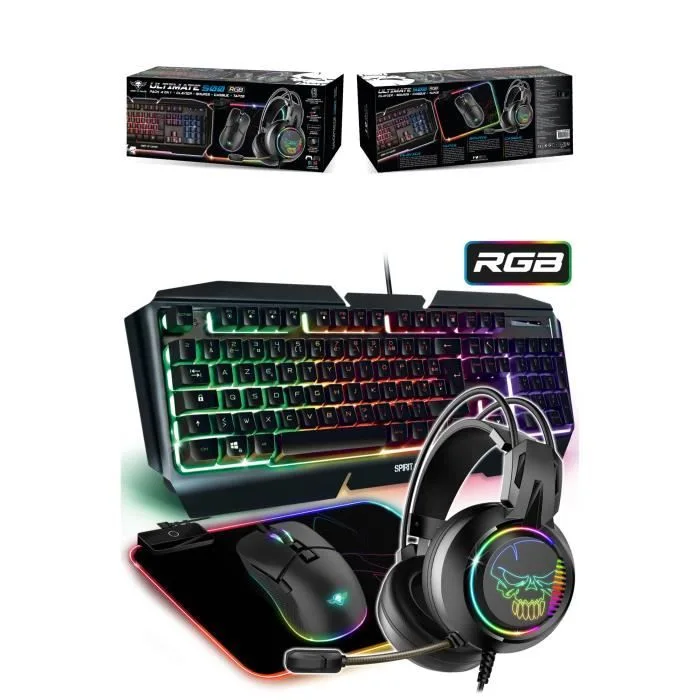 Spirit Of Gamer PRO-MK500 Pack 3en1 Clavier Membrane RGB