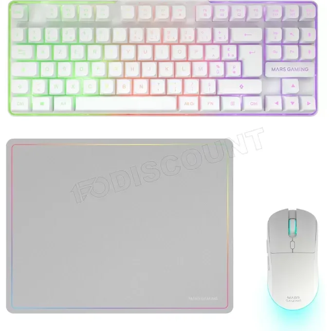 Mars Gaming MCPWTKL Blanc 3en1 TKL sans fil
