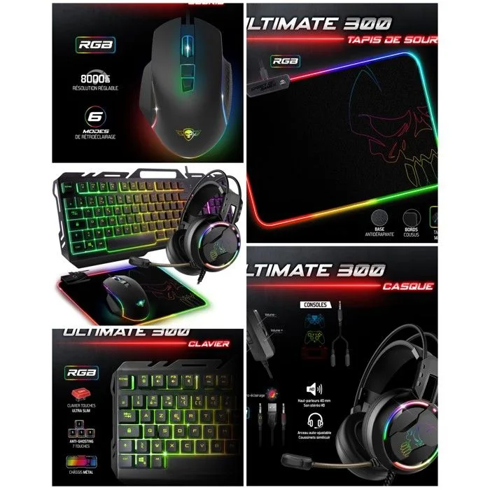 Spirit of Gamer Ultimate 300 Pack 4 en 1 RGB USB
