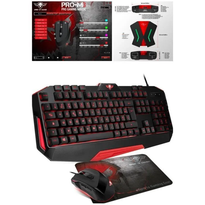 Spirit of Gamer PRO-MK3 Pack gamer RGB 3-en-1