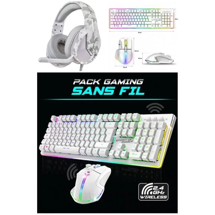Spirit of Gamer RGB PRO Pack gaming sans fil blanc