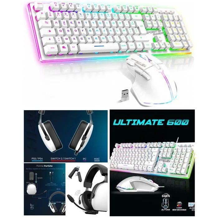 Spirit of Gamer Ultimate 600 Wireless Dark, RGB, AZERTY
