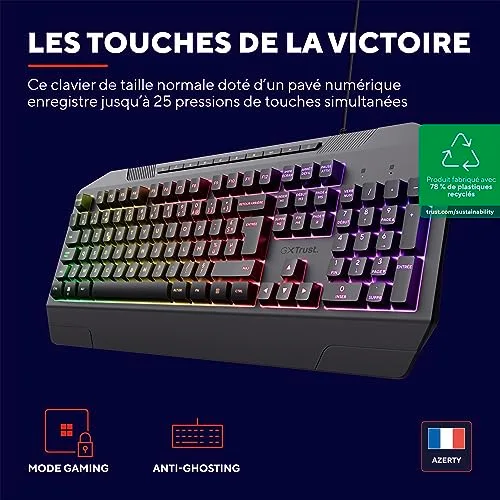 Trust GXT 836 Evocx clavier gaming RGB AZERTY - vue 2