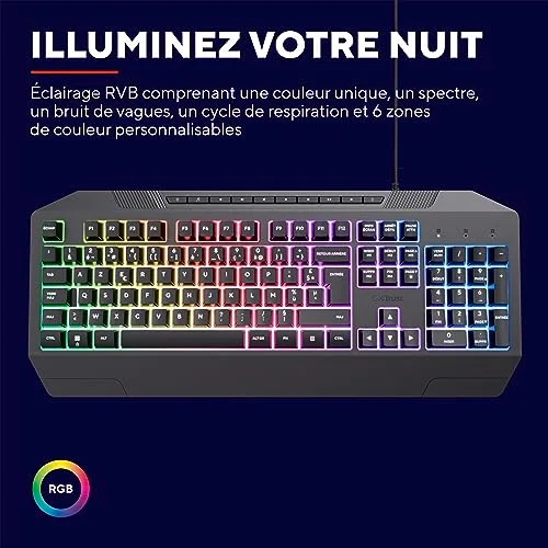 Trust GXT 836 Evocx clavier gaming RGB AZERTY - vue 4