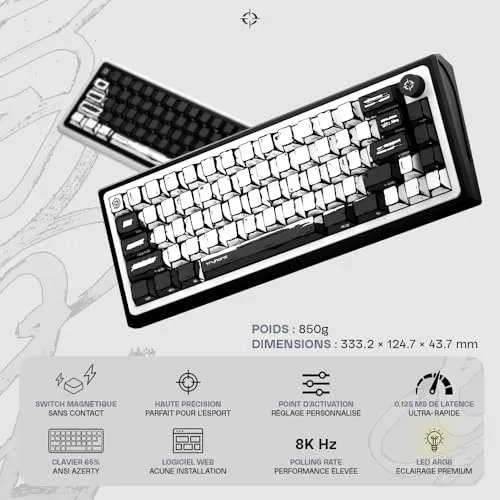 Tryhard Celshading Blanc 65 % AZERTY, vue 2