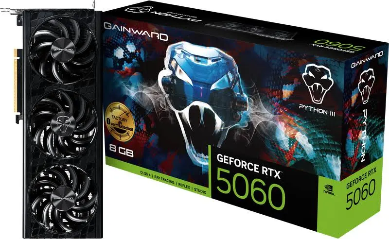 Gainward GeForce RTX 5060 Python III OC 8GB GDDR7 Reflex 2 RTX