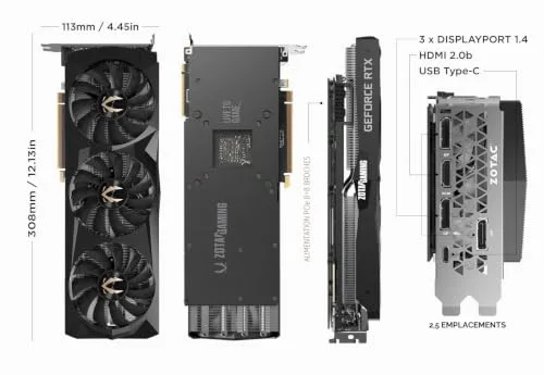 Zotac Gaming GeForce RTX 2080 Ti Triple Ventilateur 11 Go GDDR6 352 Bits Spectra RGB LED Plaque image 1