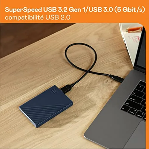 Disque dur Externe WD My Passport for Mac 4 To Bleu - vue 7