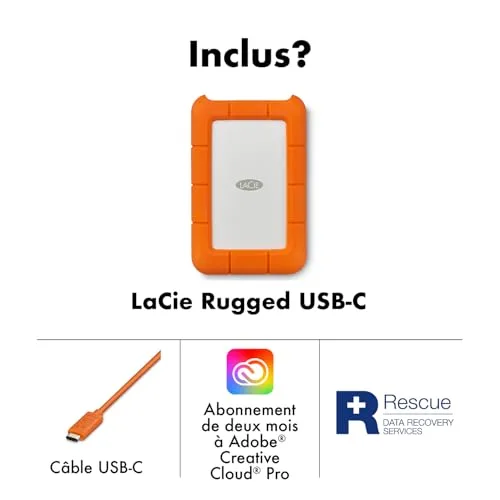 LaCie Rugged USB-C 1 To - vue 3