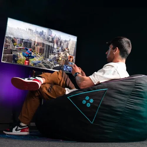 Pouf de gaming - WOXTER - Stinger - Tissu anti-taches - Mousse à mémoire de forme - Noir et bleu - vue 2